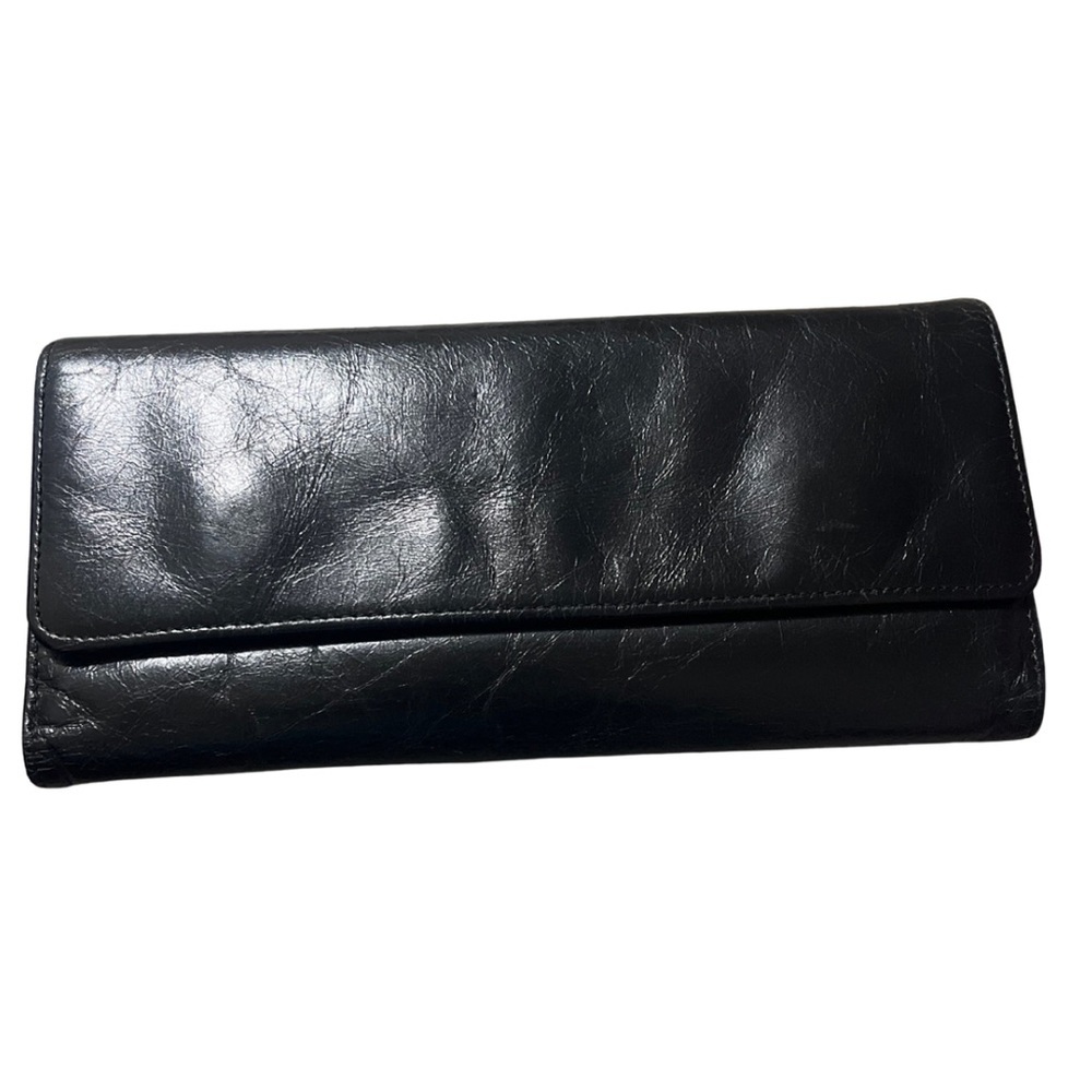 Gorgeous Hobo International Black Leather Organizer Wallet, Paisley Lining
